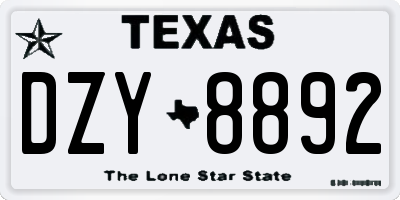 TX license plate DZY8892