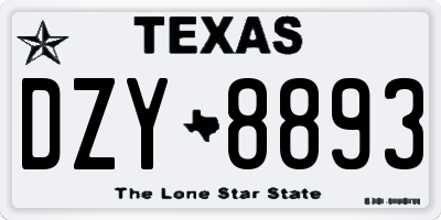 TX license plate DZY8893