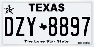 TX license plate DZY8897