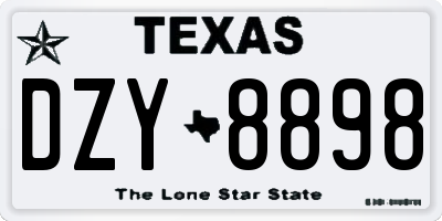 TX license plate DZY8898