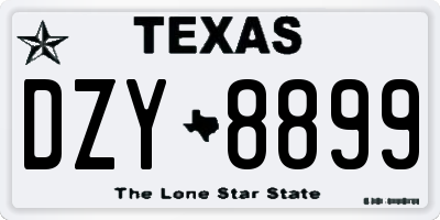 TX license plate DZY8899