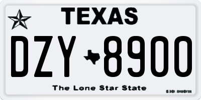 TX license plate DZY8900