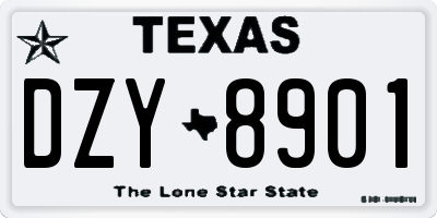 TX license plate DZY8901