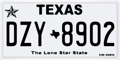 TX license plate DZY8902