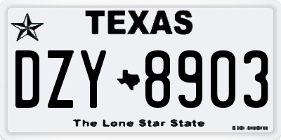 TX license plate DZY8903