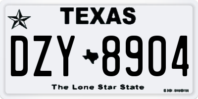 TX license plate DZY8904