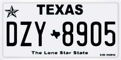 TX license plate DZY8905