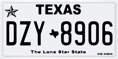 TX license plate DZY8906