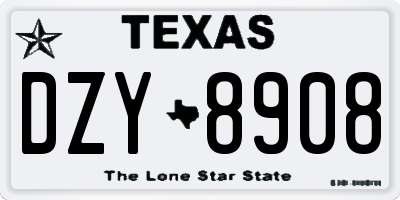 TX license plate DZY8908