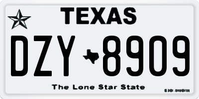 TX license plate DZY8909