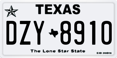 TX license plate DZY8910