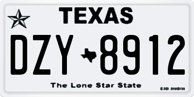 TX license plate DZY8912