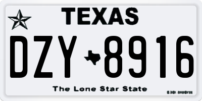 TX license plate DZY8916