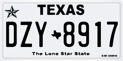 TX license plate DZY8917