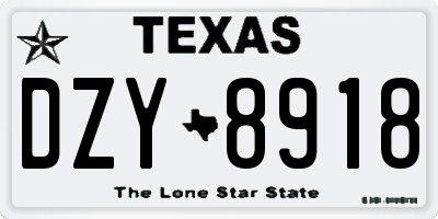 TX license plate DZY8918