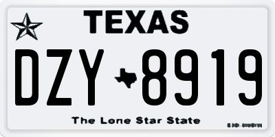 TX license plate DZY8919