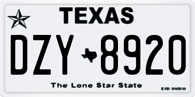 TX license plate DZY8920