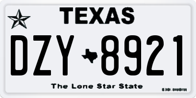 TX license plate DZY8921