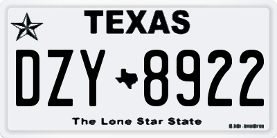 TX license plate DZY8922