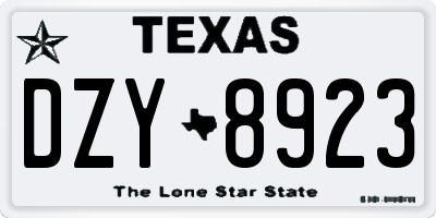 TX license plate DZY8923