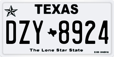 TX license plate DZY8924