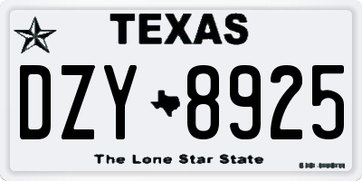 TX license plate DZY8925