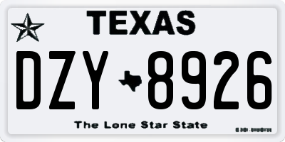 TX license plate DZY8926