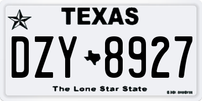 TX license plate DZY8927