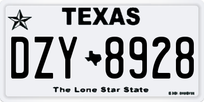 TX license plate DZY8928