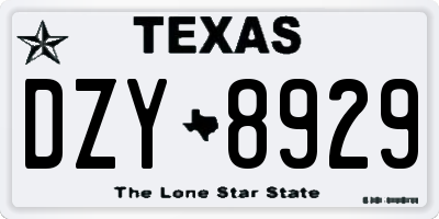 TX license plate DZY8929