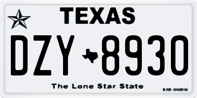 TX license plate DZY8930