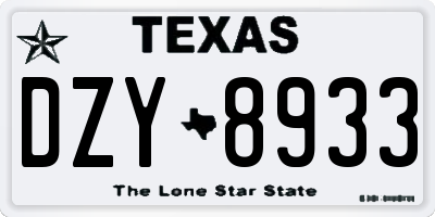 TX license plate DZY8933