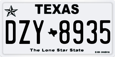 TX license plate DZY8935