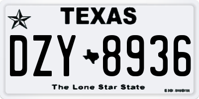 TX license plate DZY8936