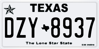 TX license plate DZY8937