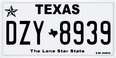 TX license plate DZY8939