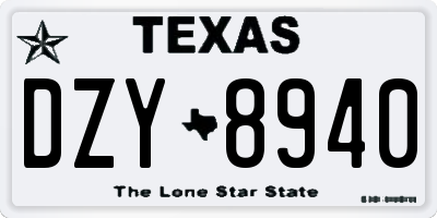 TX license plate DZY8940