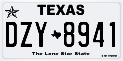 TX license plate DZY8941