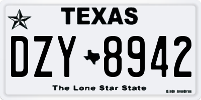 TX license plate DZY8942