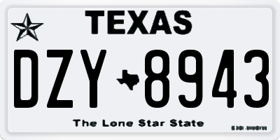 TX license plate DZY8943