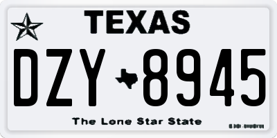 TX license plate DZY8945