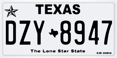 TX license plate DZY8947