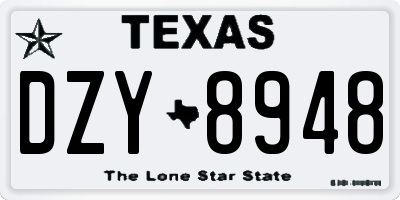 TX license plate DZY8948