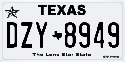 TX license plate DZY8949