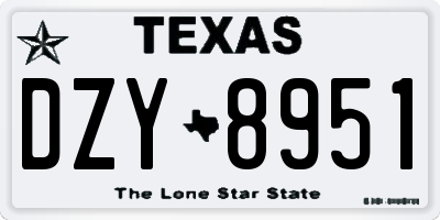 TX license plate DZY8951