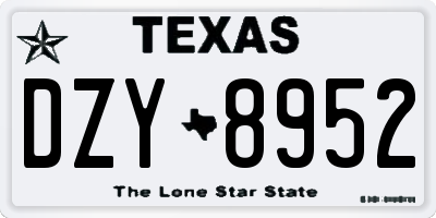 TX license plate DZY8952