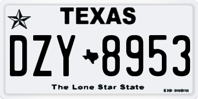 TX license plate DZY8953