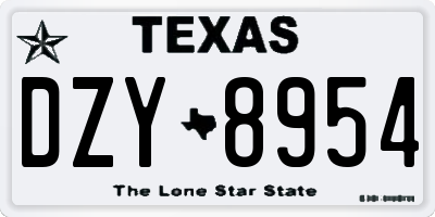 TX license plate DZY8954