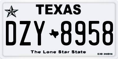 TX license plate DZY8958