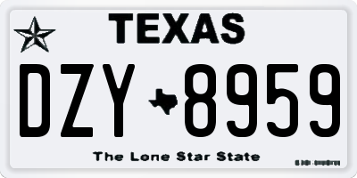 TX license plate DZY8959